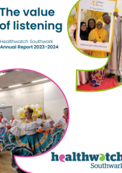 Cover photo of Healthwatch Southwark annual report 'The value of listening' 